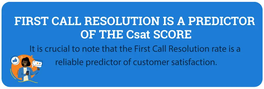first call resolution is a predictor of the Csat score infographic