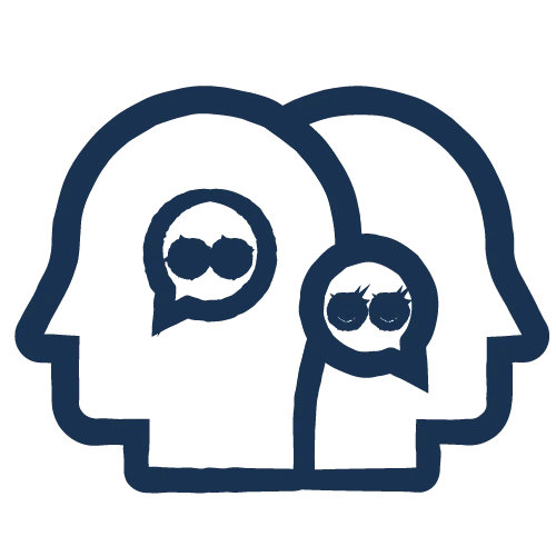 A vector icon of two human heads depictiing effective communication