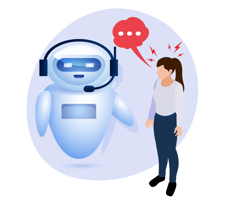 AI bot chatting with a person and showing a lack of empathy