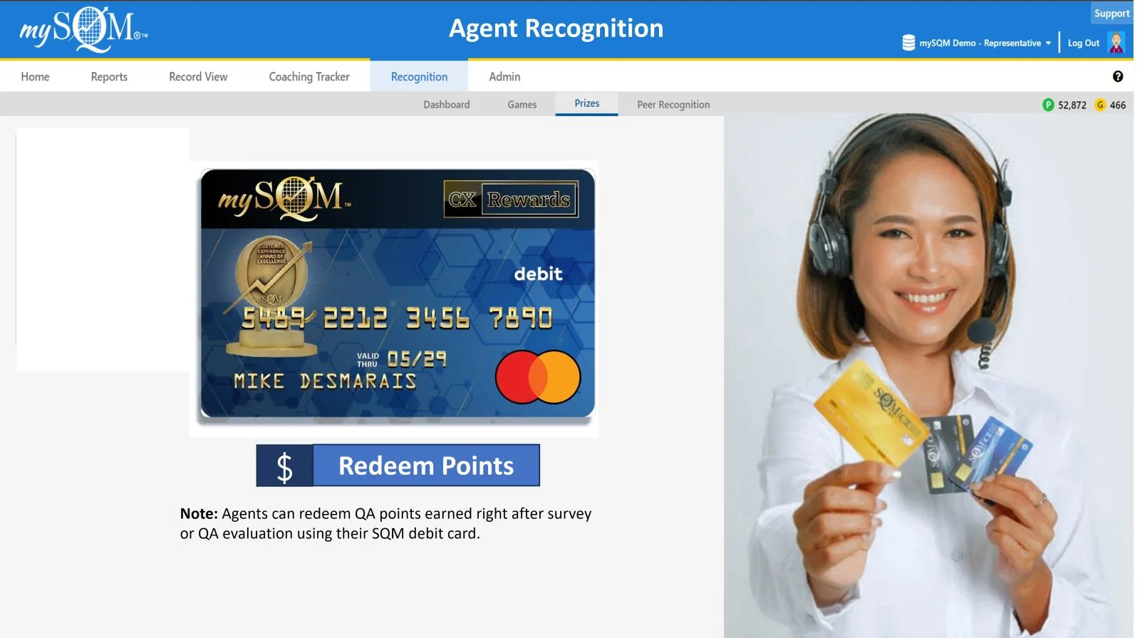 screen shot of the mySQM agent recognition dashboard