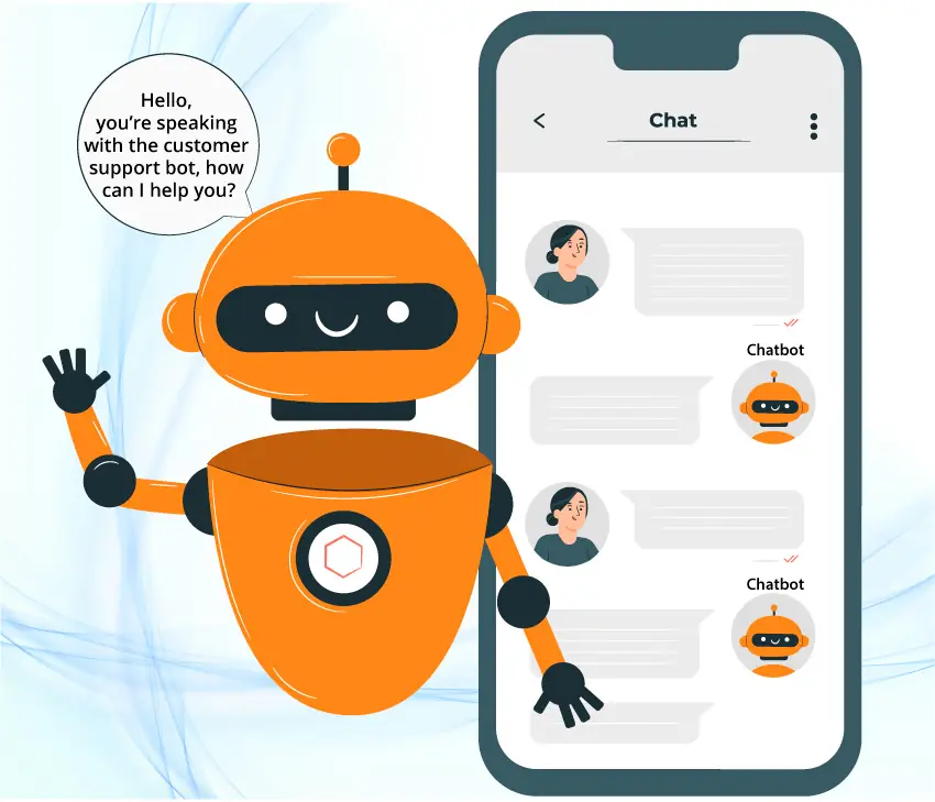 chatbot chatting with a customer via phone